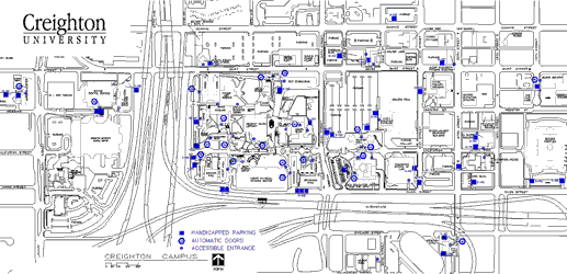 ADA map of Creighton Campus