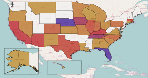 Heatmap of patient requests across US