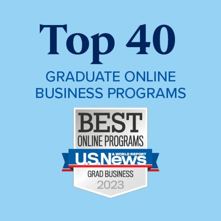 Top 40 grad online business programs us news badge