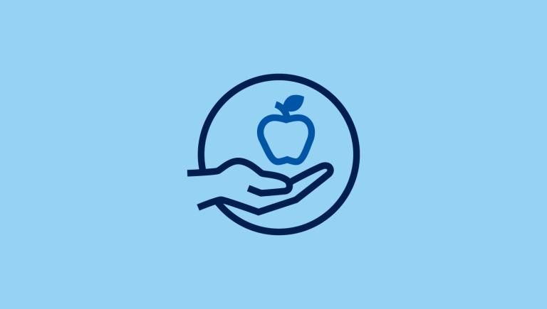 Icon of Apple over Hand.