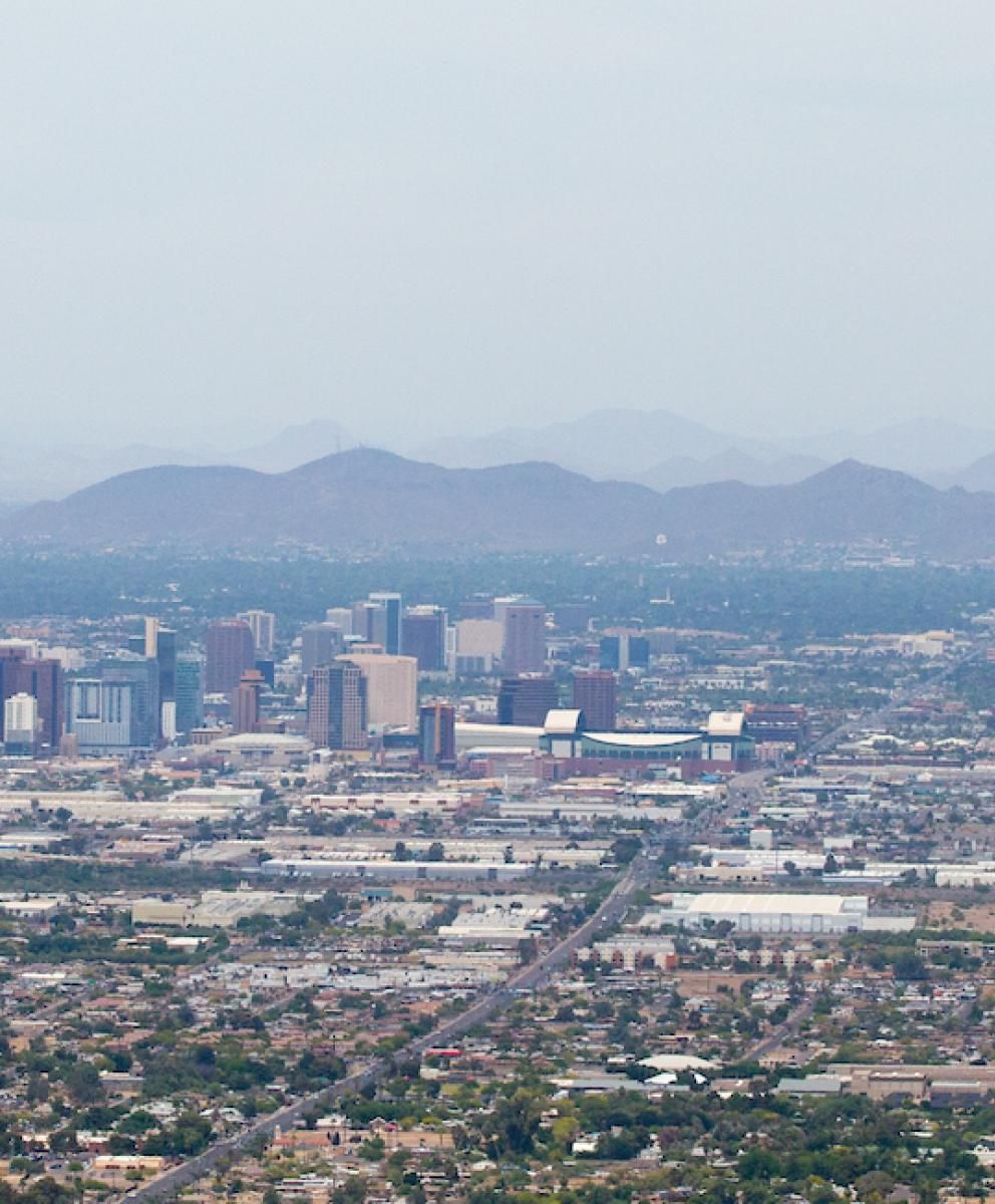 Phoenix landscape of city and valley with mountains in background