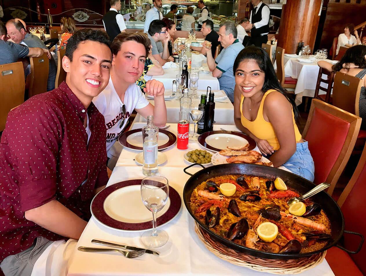 Creighton student Maya Mathews at a restaurant in Spain during her study abroad experience