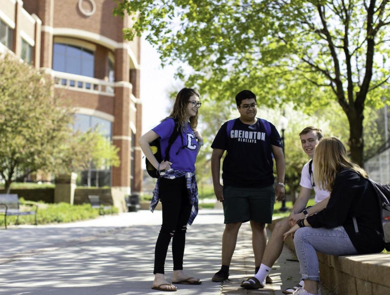 Students outside on campus
