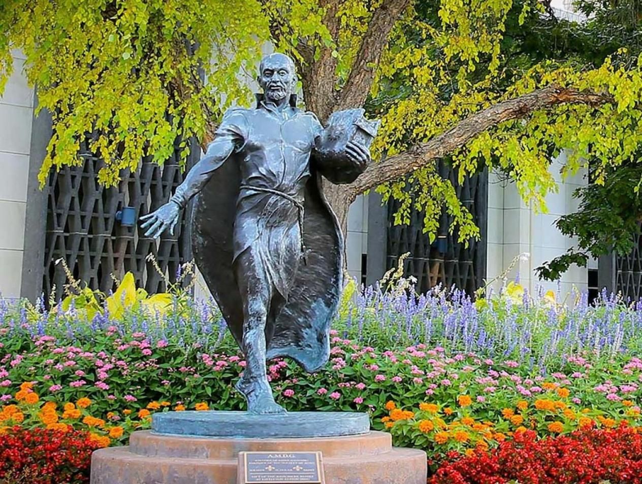 St. Ignatius statue on Creighton campus