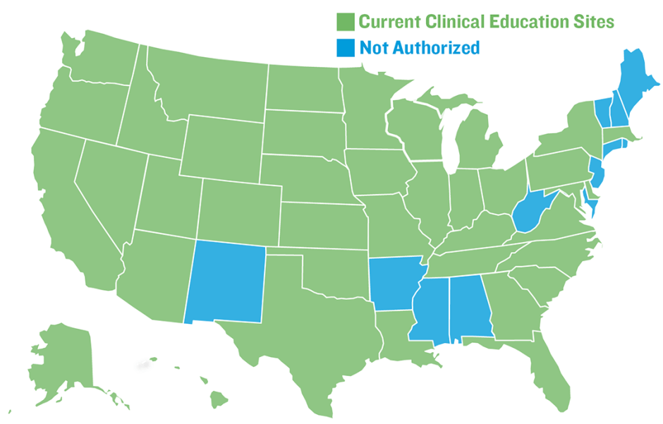 Occupational Therapy Clinical Educaton Sites Map