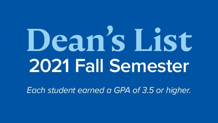 Dean's List 2021 Fall Semester