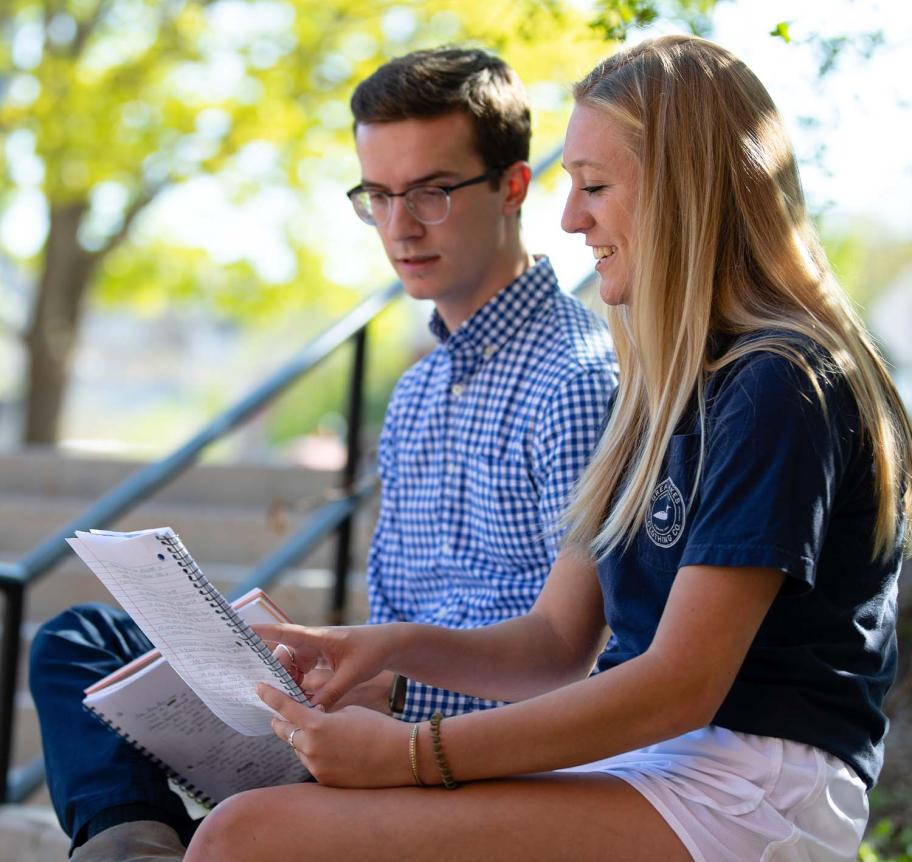 Students studying outdoors on Creighton campus