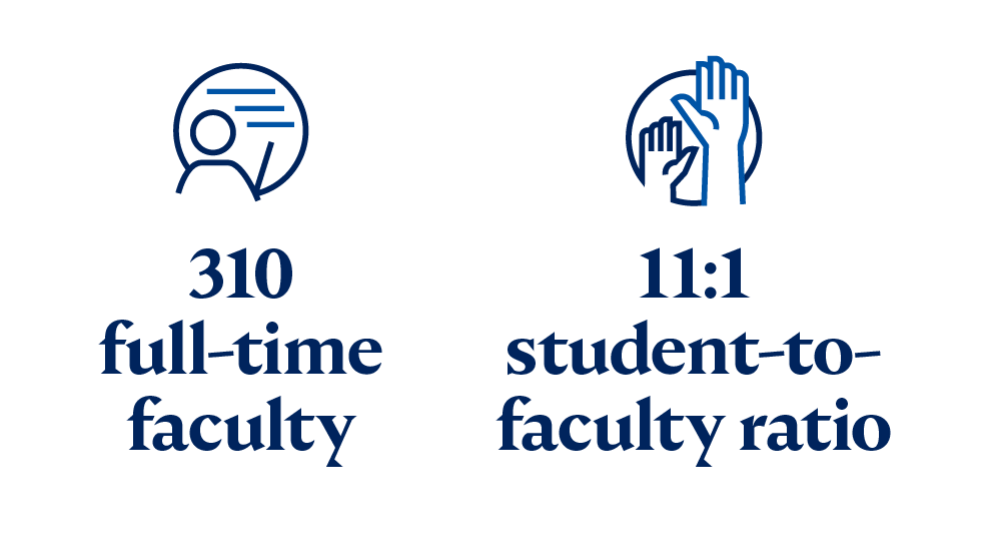 Graduate School has 310 full-time faculty with an 11-to-1 student-faculty ratio