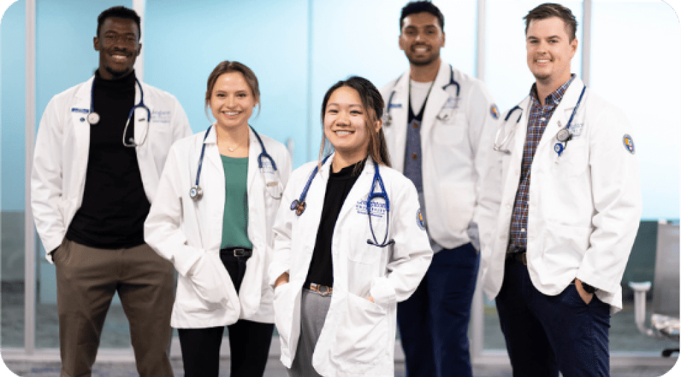 group of diverse medical students