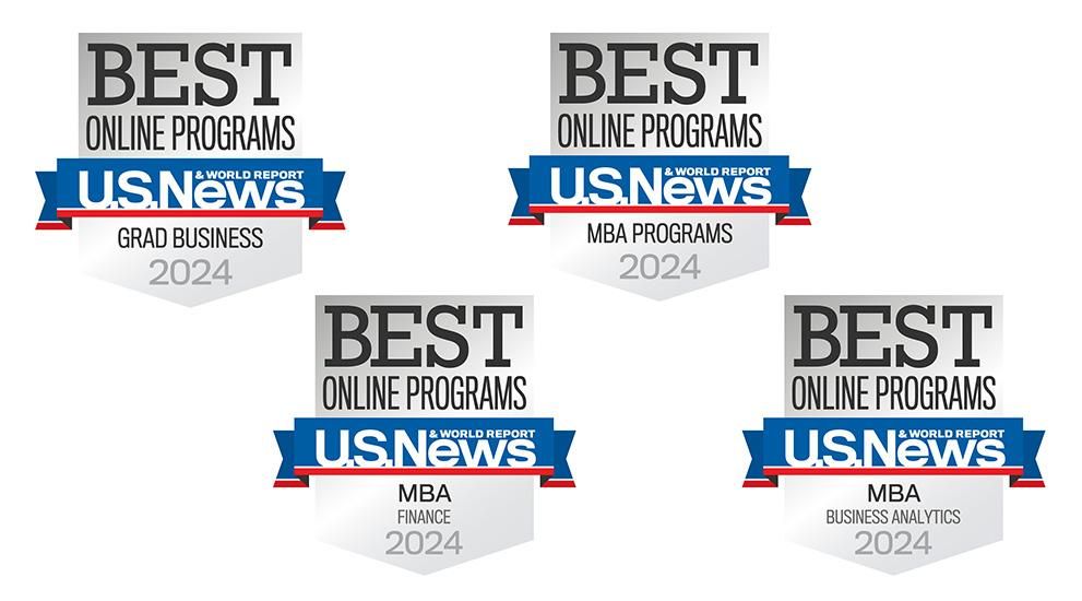U.S. News Badges for MBA, MBA Business Analytics, MBA Finance and Grad Business