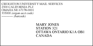 Address Format | Mail Services | Creighton University