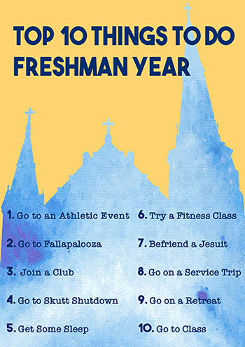 Top 10 things to do freshman year graphic