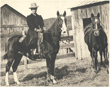 Nettie Swiggart on horseback