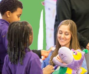 Working with children with stuffed animals