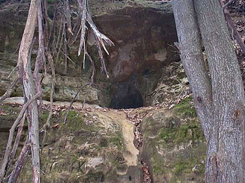 A cave entrance on the Retreat Center grounds