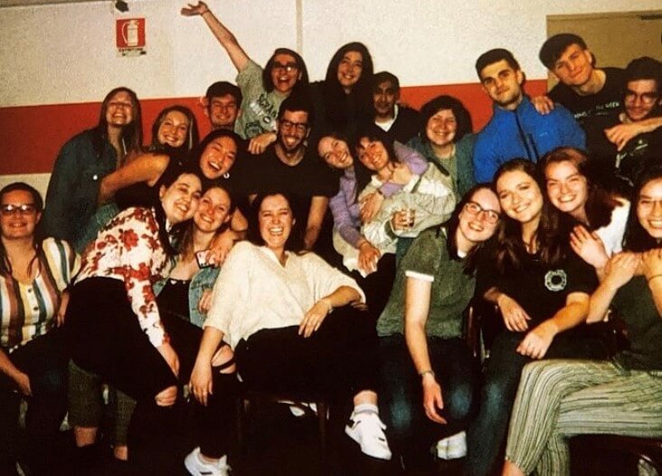 Group photo of students during a study abroad trip in Bologna, Italy