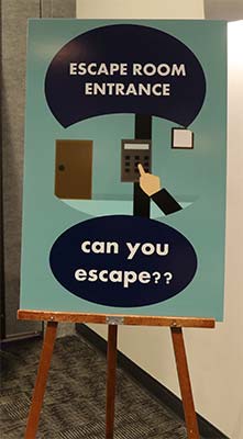 Phishing Escape Room sign