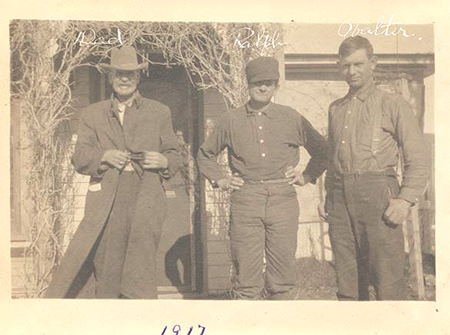 Antique photo of George Swiggart and sons Ralph and Walter in 1917