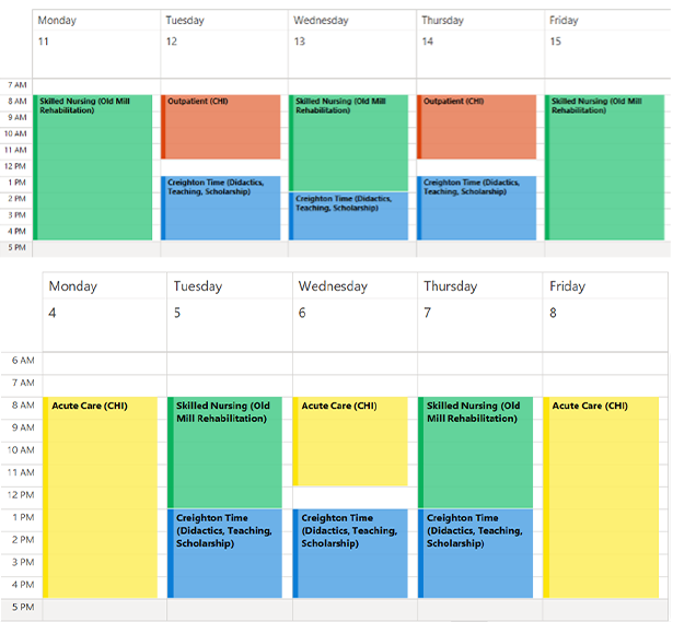 PT Geriatric Residency Sample Schedules