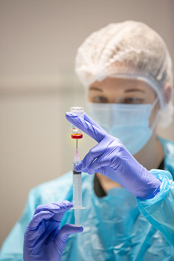 Pharmacy technician in the lab.