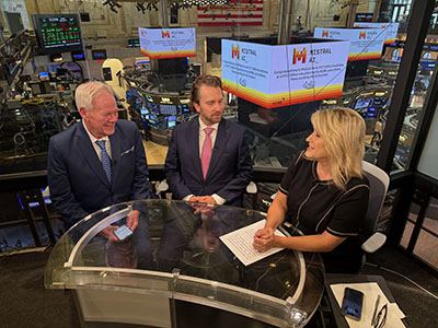 McMahon being interviewed at New York Stock Exchange