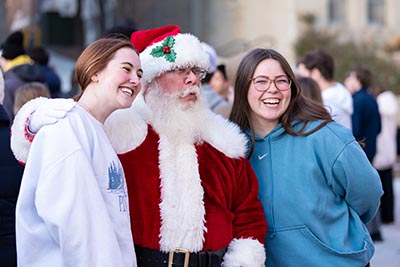 Creighton students hangin with Santa.