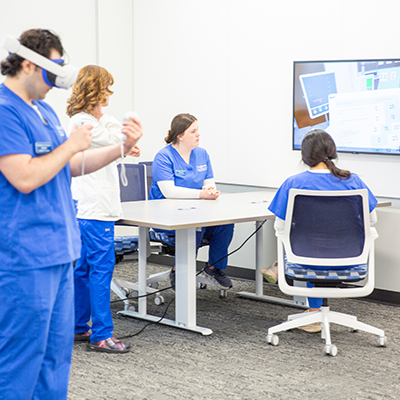 Nursing students testing VR headsets