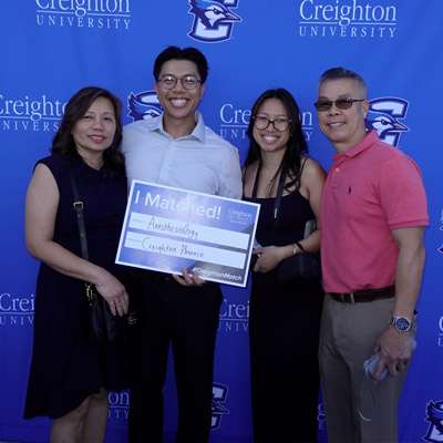 Vinh Ngo celebrating his match to Creighton.