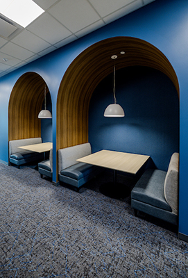 Magis community area booths.