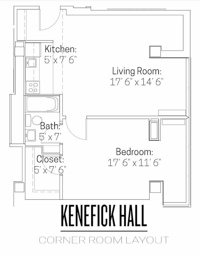 Kenefick Hall Corner Room Layout
