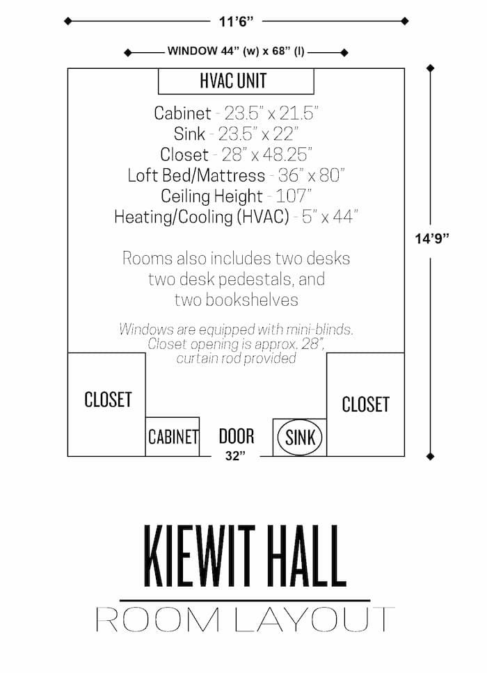 Kiewit Hall Standard Room Layout