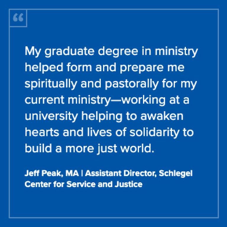 Testimonial from Jeff Peak, MA, a Creighton University Graduate School alumnus