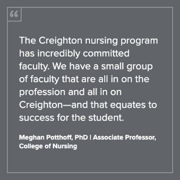 Quote from Meghan Potthoff, PhD, associate professor at Creighton University College of Nursing