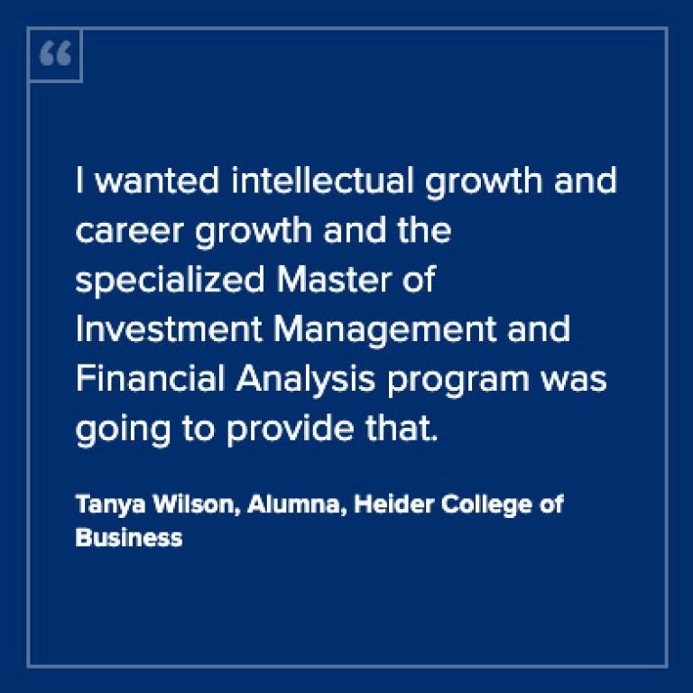 Testimonial from Tanya Wilson, an alumna of Heider College of Business