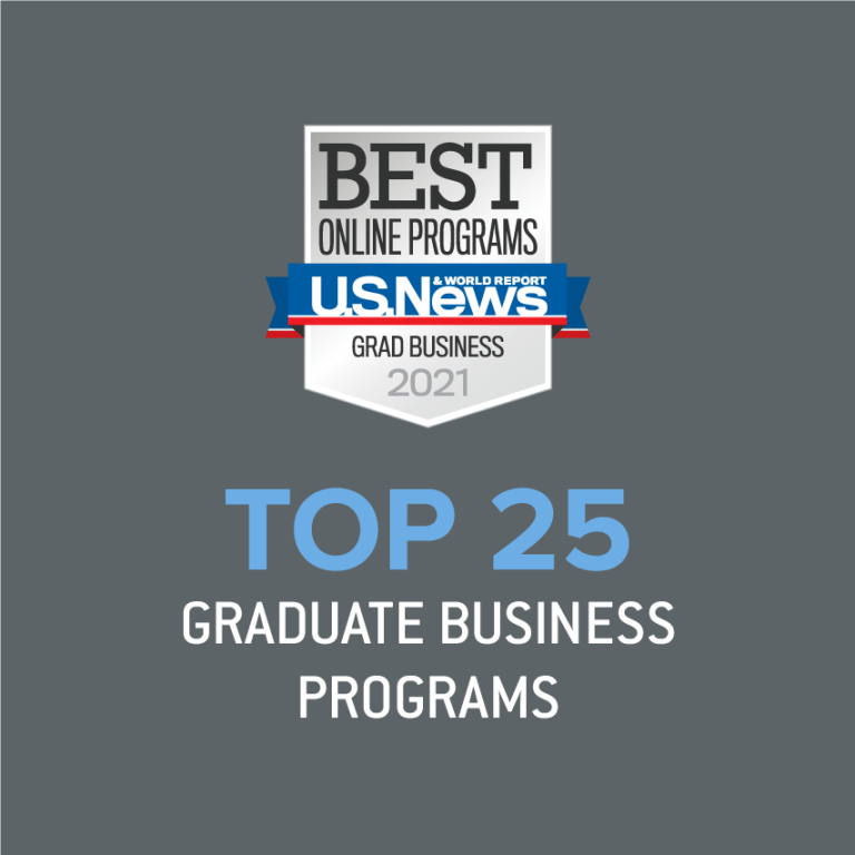 Top 25 graduate business programs of 2021 distinction by U.S. News
