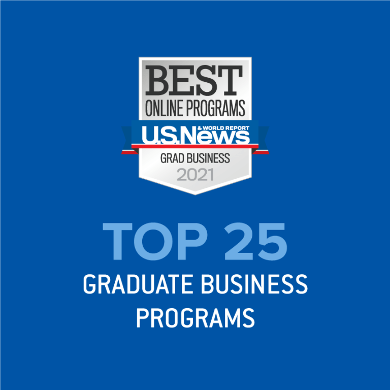 Top 25 graduate business programs of 2021 distinction by U.S. News