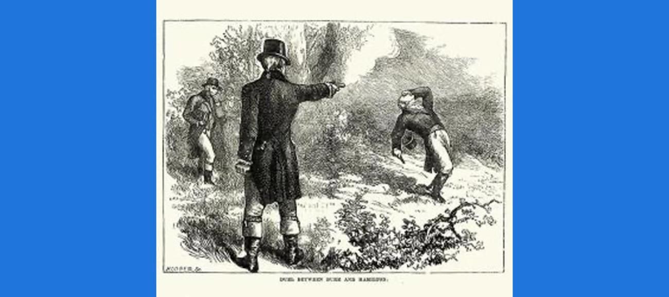 Illustration of duel between Hamilton and Burr