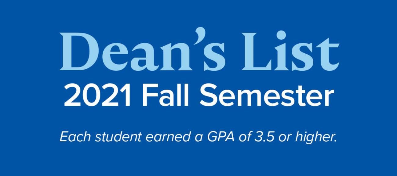 Dean's List 2021 Fall Semester