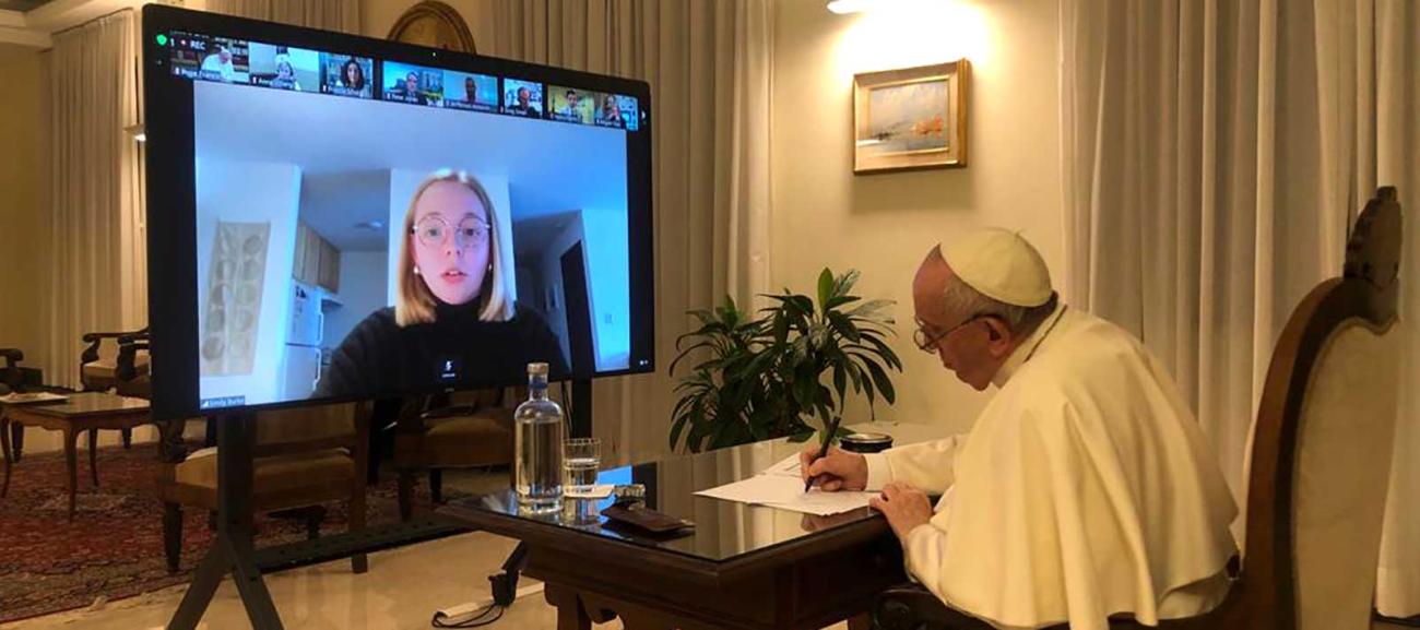 Emily Burke virtually meets with Pope Francis 