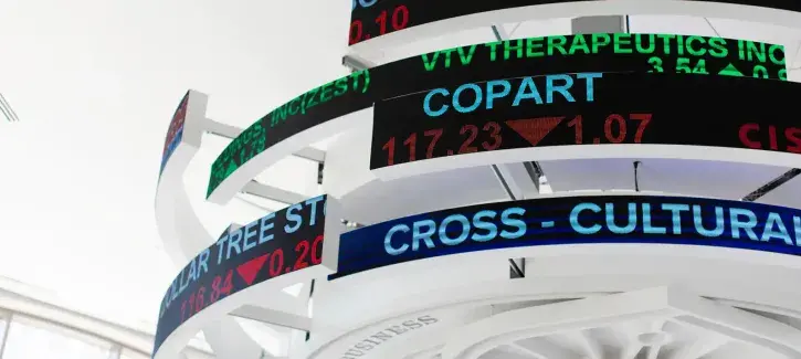 Stock ticker at Heider College of Business