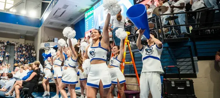 Creighton cheer team at campus event.