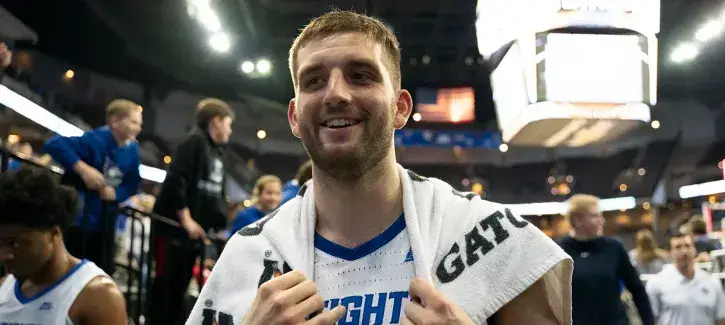 Mitch Ballock after a Bluejay victory.