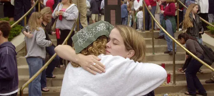 Creighton students gather outside St. John's Church on Sept. 11, 2001