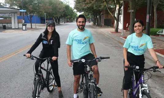 Community member biking together