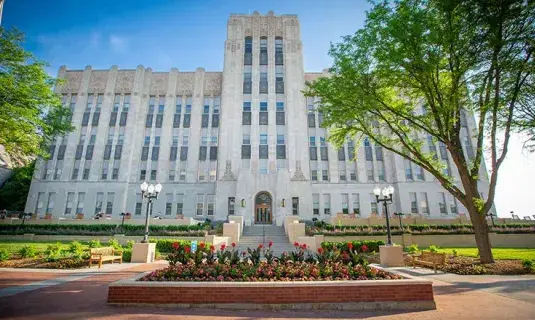 Wide shot of Creighton Hall