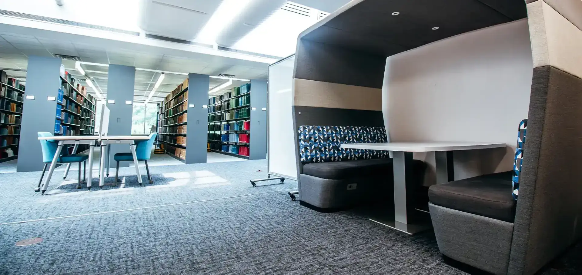 Interior shot in Creighton Library