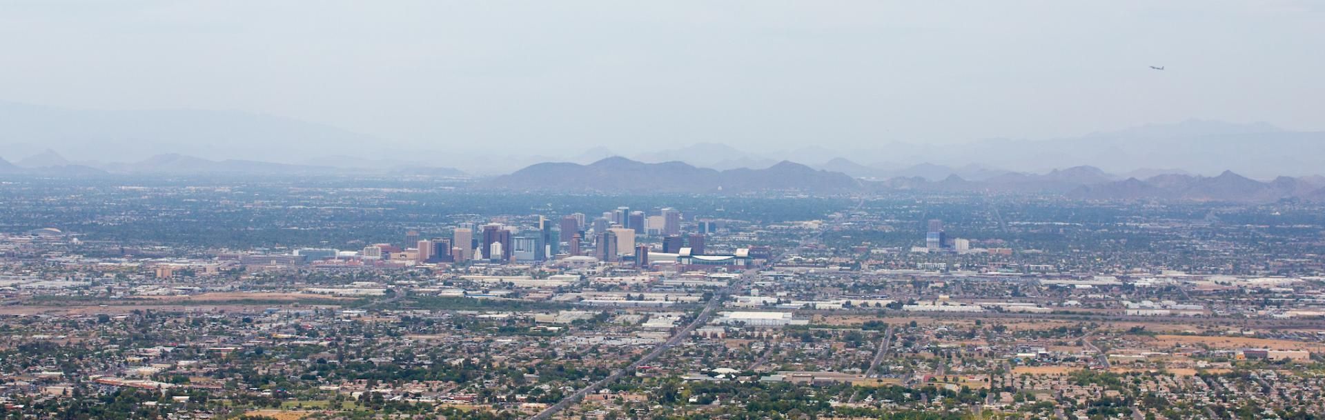 Phoenix landscape of city and valley with mountains in background