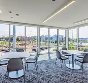 Magis Hall view of campus shared area.