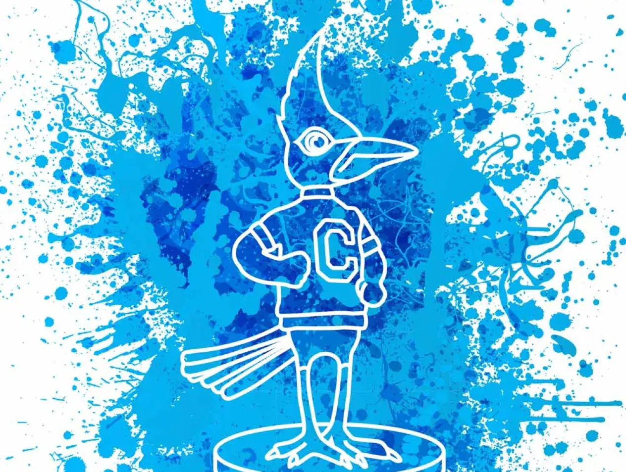 Billy Bluejay Statue graphic