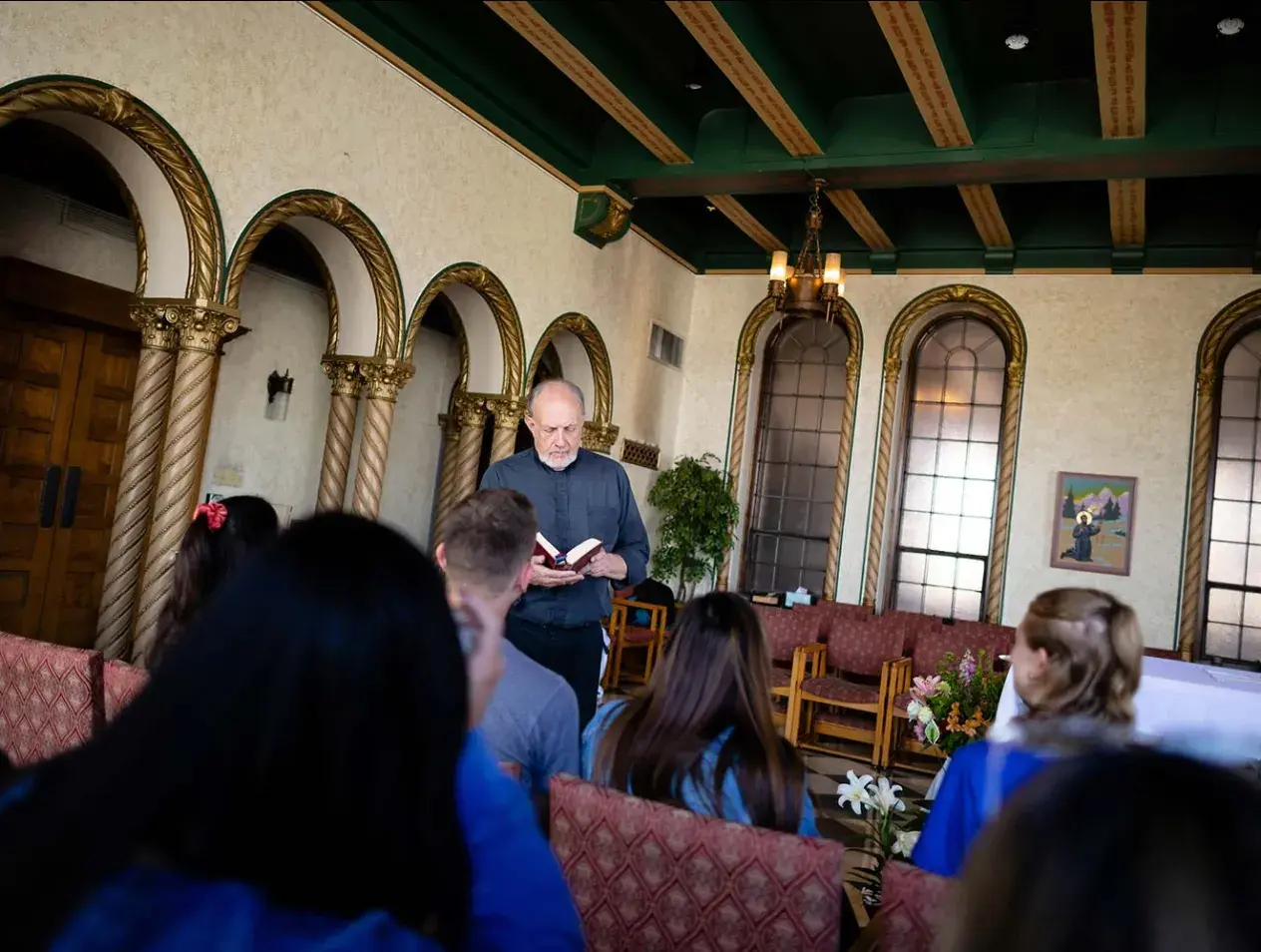 Students in school chapel